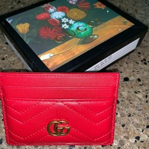 Red Gucci Marmont Card Case